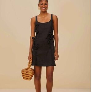 Farm Rio Black Sleeveless Euroflax™ Premium Linen Mini Dress